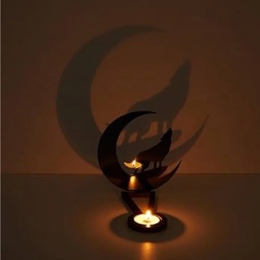 Candle Base 3D Moon Candlestick resin DIY Crystal Resin Half Moon home decor